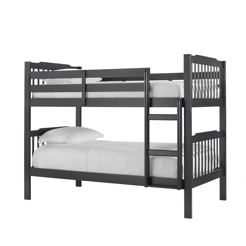 Mulli Kids Twin Over Twin Bunk Bed, Vulcan Black