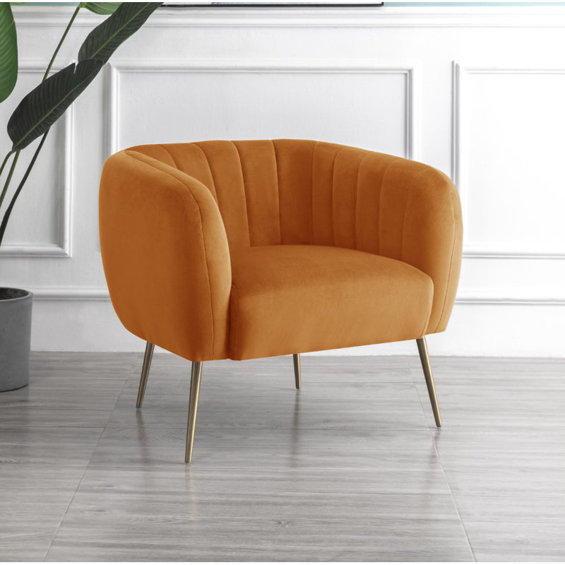 Aylin Velvet Barrel Chair, Orange