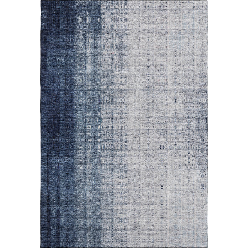 Premium Machine Washable Mayfield AMF2240 Striped Rug, Blue, 5' x 7'6"