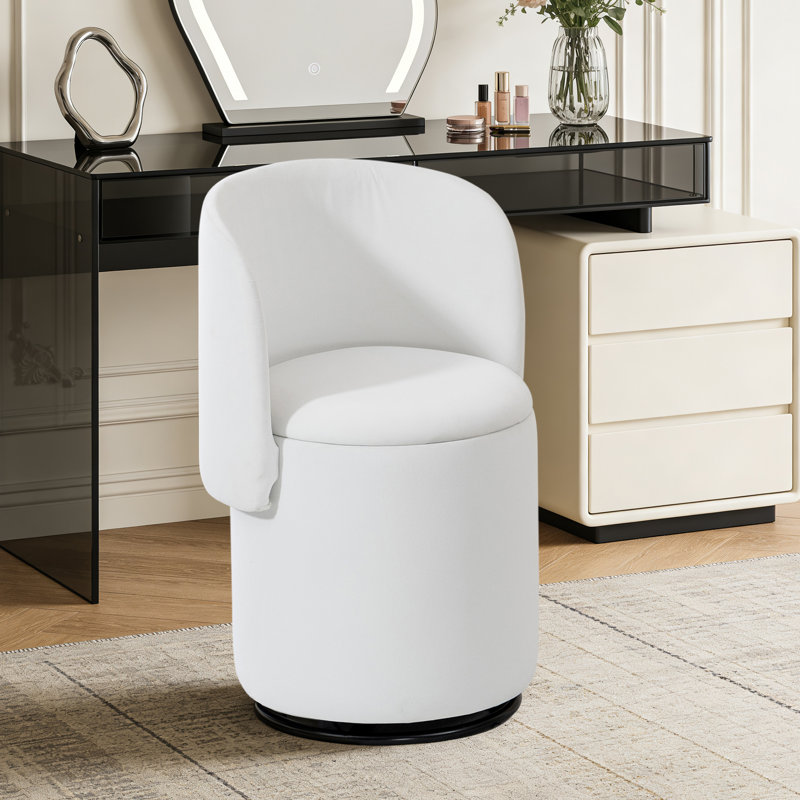 Tabouret de coiffeuse pivotant à 360 ° pour chambre à coucher et chaise de salle à manger, rangement intégré, siège d'appoint rembourré doux, multifonctionnel pour s'habiller / manger