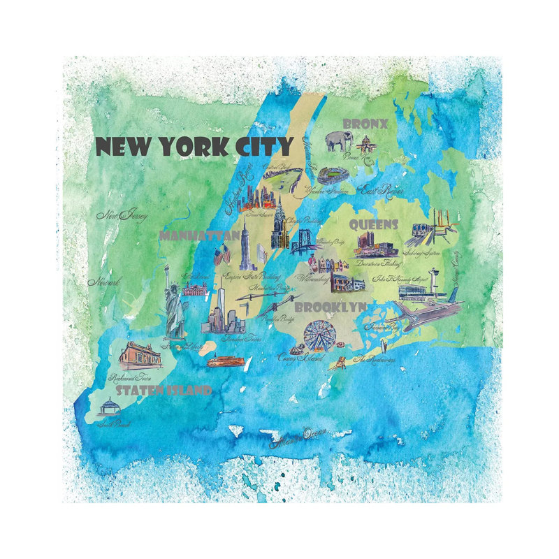 New York City, NY Travel Poster by Markus & Martina Bleichner - Wrapped Canvas Gallery-Wrapped Canvas Giclée