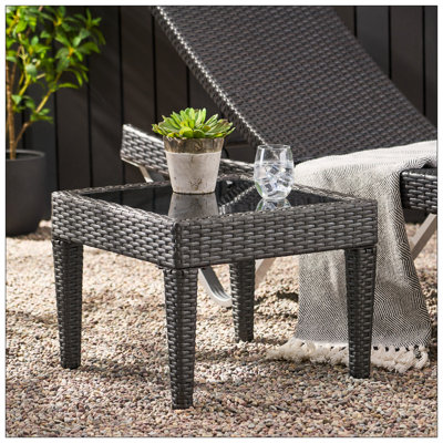 Table d'appoint d'extérieur en osier, table d'appoint, gris
