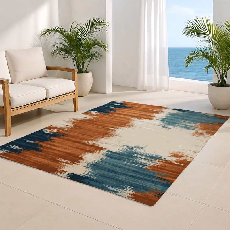 Watercolor Brown Indoor and Outdoor Area Rug, Rectangle 2' x 3'