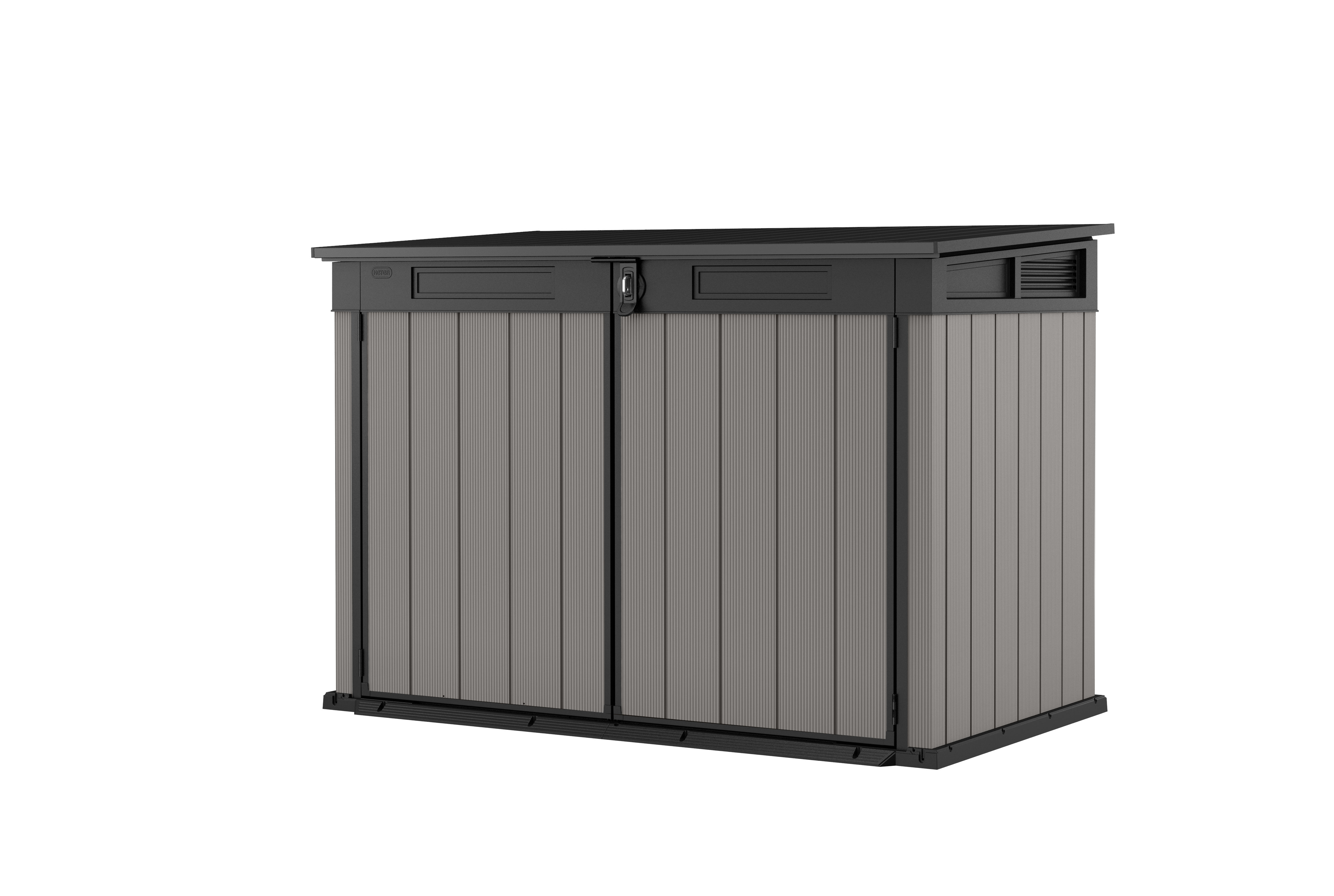 Premier Jumbo Horizontal Durable Resin Outdoor Storage Shed and Trash Bin  Storage, Deco Gray