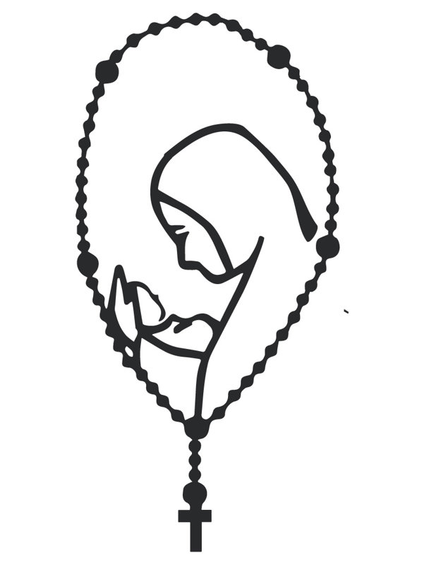 Décalcomanie murale marie rosary maman, Noir, H 36 po x l 18 po x P 0,01 po