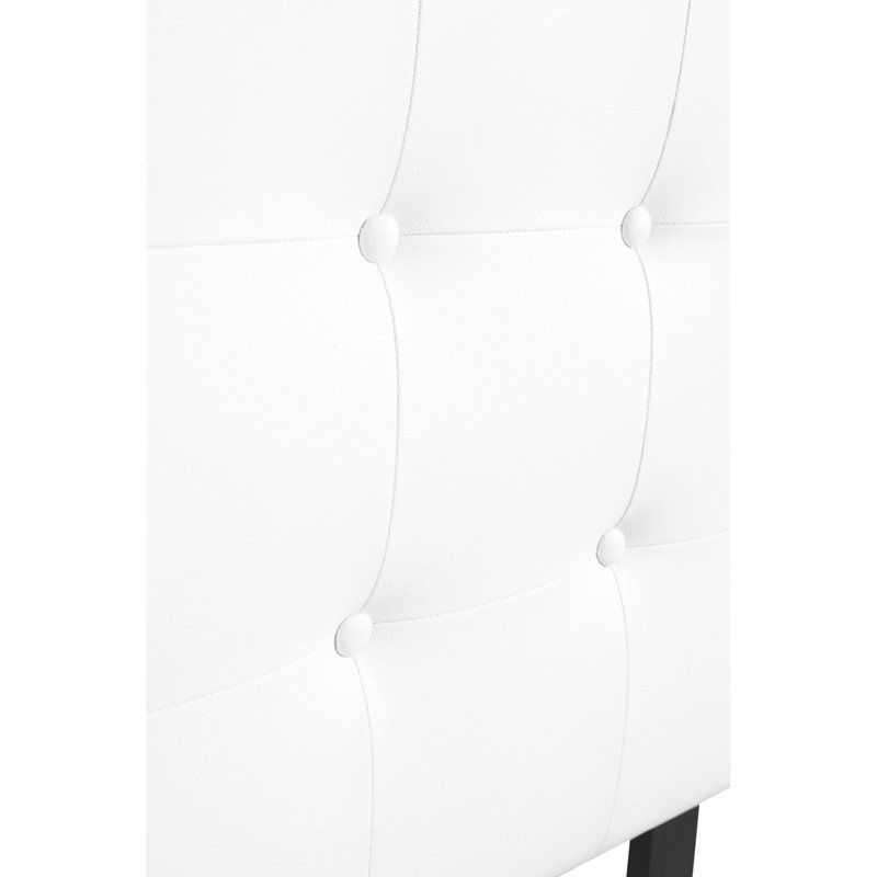 Grand lit blanc - Tête de lit en similicuir à hauteur réglable de 41 à 53 pouces pour une esthétique accrue de la chambre à coucher
