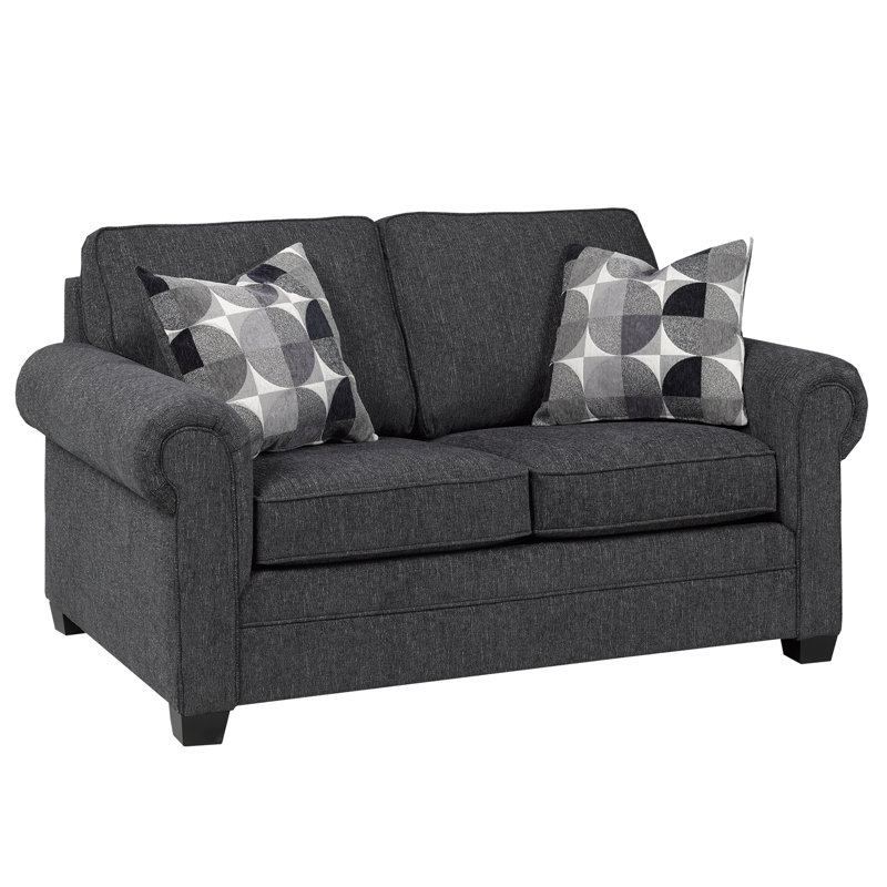 Canapé en tissu Belford, gris, Gris, 2, H 38 po x l 62 po x P 39 po