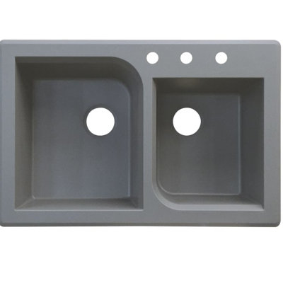 Radius 33.0625'' L Double Bowl Granite Kitchen Sink