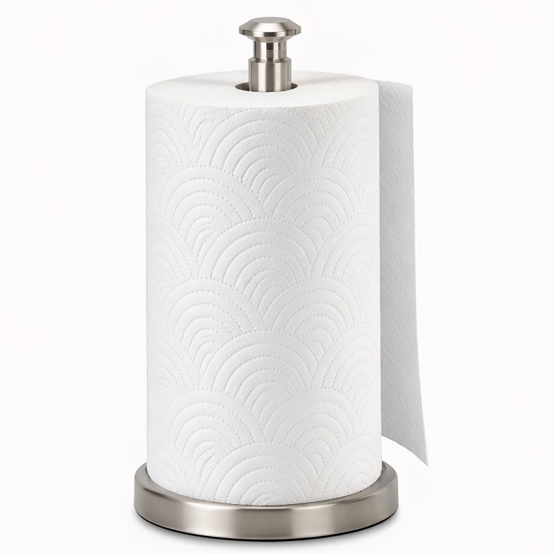 Porte-essuie-tout de comptoir, base lestée avec conception à une main pour détacher facilement les essuie-tout (nickel brossé, base en acier inoxydable)
