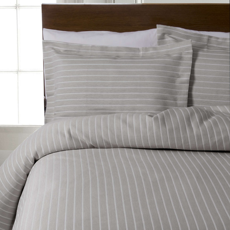 Iris Striped 100% Cotton Pillowcase, Silver