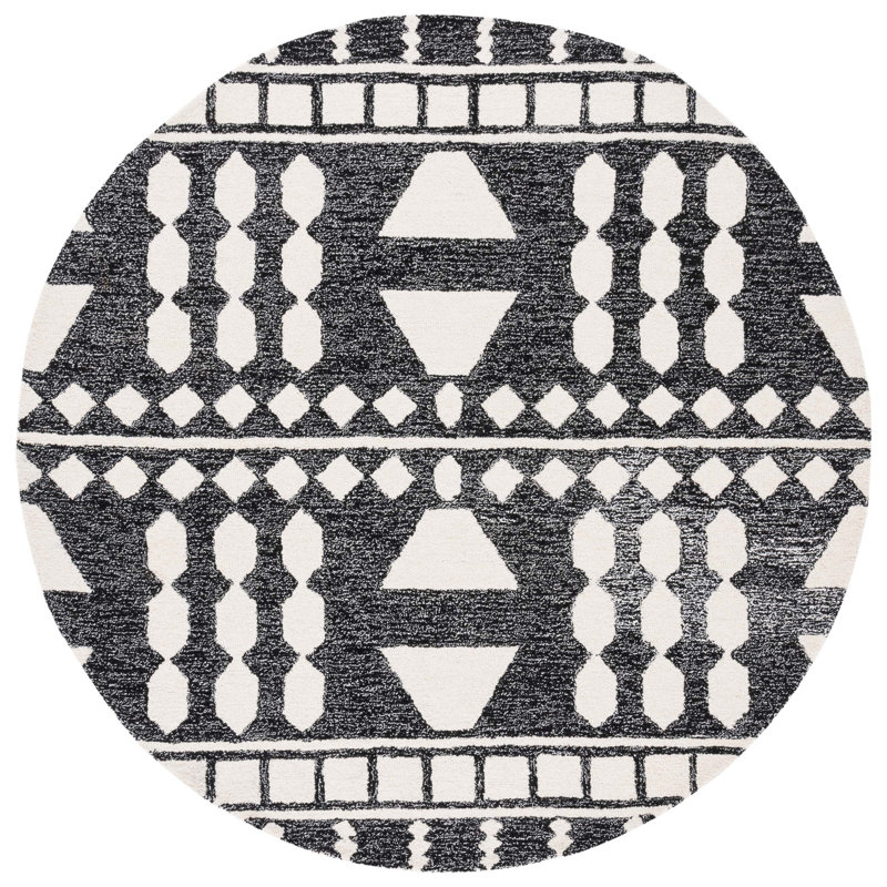 Hanssel Hand Tufted Performance Southwestern Rug, Round 6'