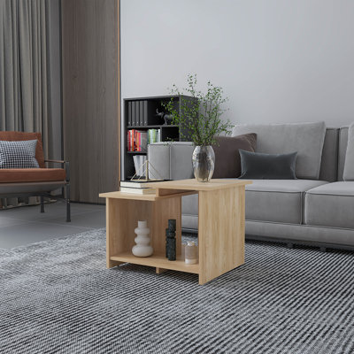 Table basse avec rangement ouvert Naco, finition en mélamine