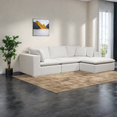 Plush Modular Sectionals Sofa, Corduroy Upholstered For Living Spaces
