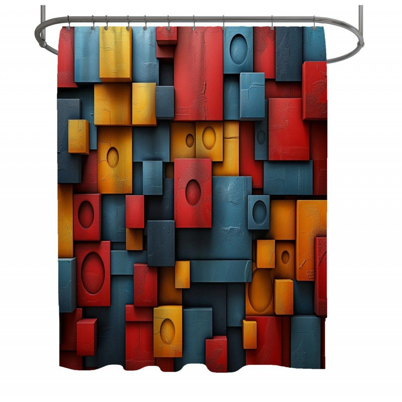 Rideau de douche abstrait - Décoration de salle de bain artistique, H 73 po x l 70 po