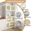 Armoire de cuisine autoportante avec portes et tiroirs en rotin