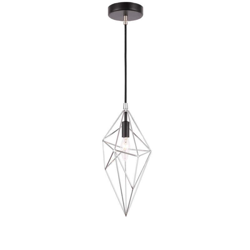 Luminaire suspendu géométrique à 1 lumière Luverne, Nickel / noir