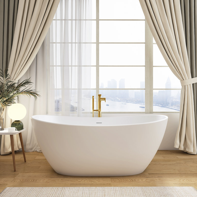 Baignoire de trempage autoportante 65 po, Matte White