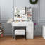 Bureau de coiffeuse à DEL avec prise de courant et tabouret de rangement-1661122781