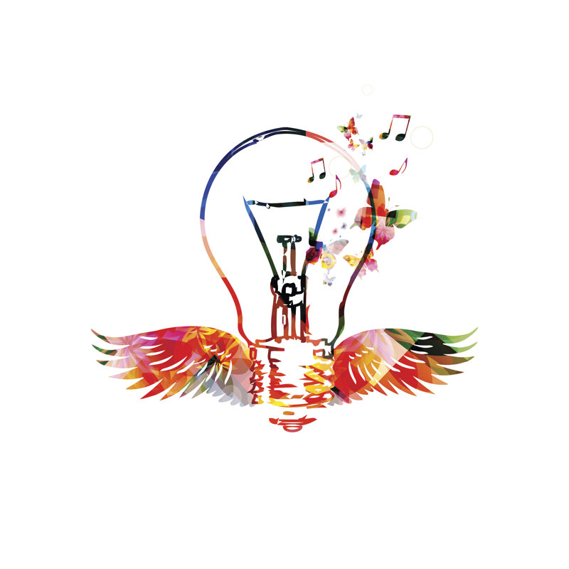 Colourful Light Bulb - Wrapped Canvas Print, 30cm H x 30cm W