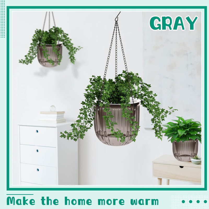 Ensemble de 4 pots de fleurs suspendus 6,5 pouces