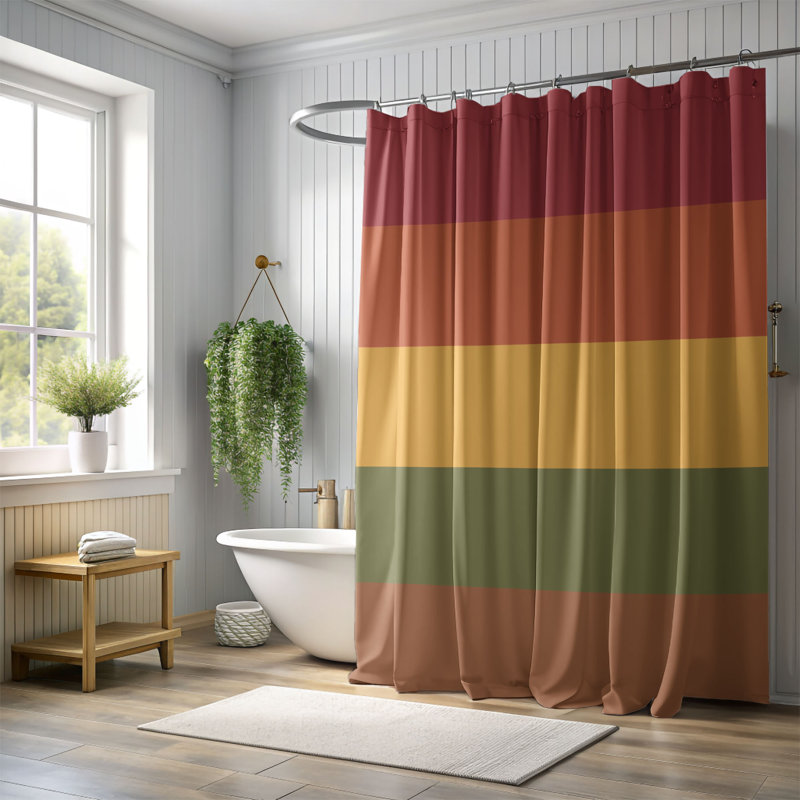 Rideau de douche en acajou de qualité supérieure, H 74 po x l 71 po