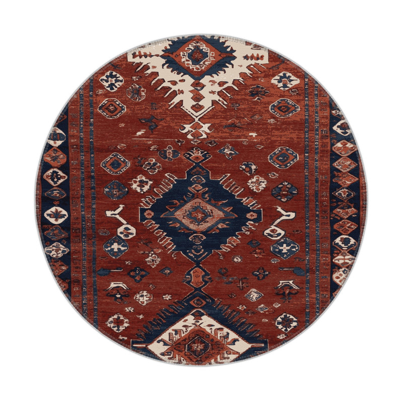 Turkish Brown Indoor and Outdoor Area Rug, Round 5'