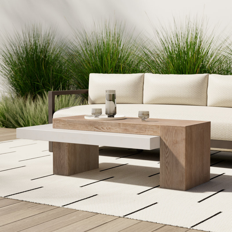 Fitzgerald Rectangular Concrete Outdoor Coffee Table , 28 " W 56 " D