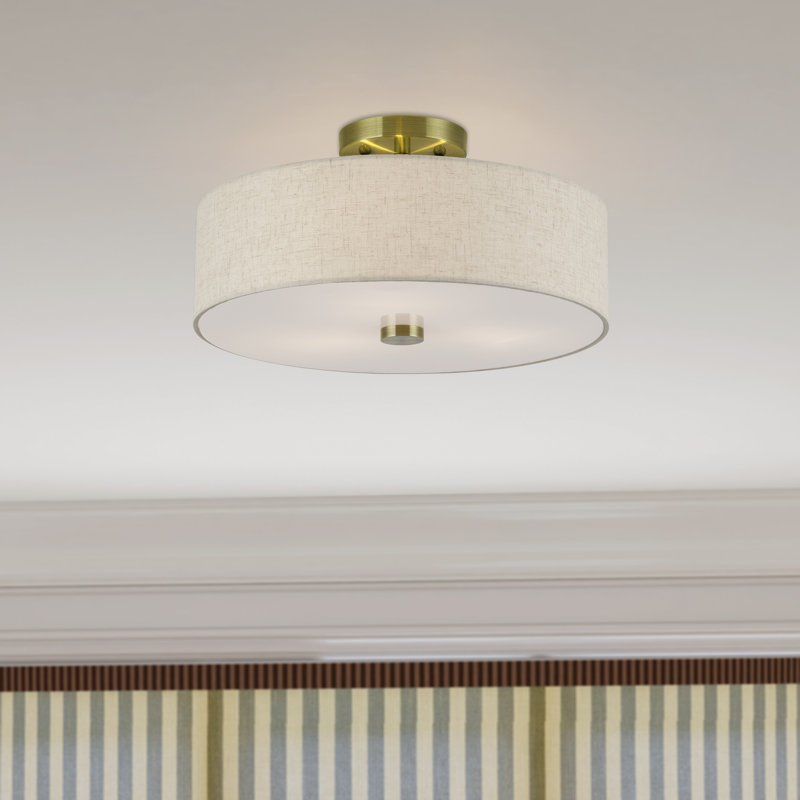 Acree 3 Light Antique Brass Large Semi-flush, 7.75" H x 15" W x 15" D , 3 Lights 