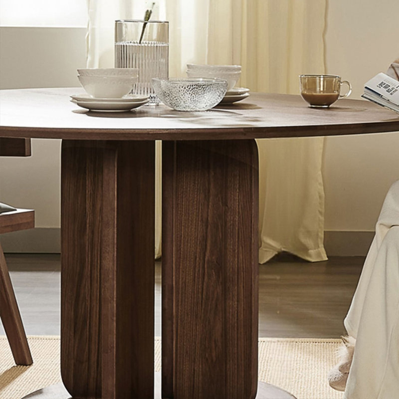 Simple creative solid wood round dining table, 29.52"H x 47.24"L x 47.24"W