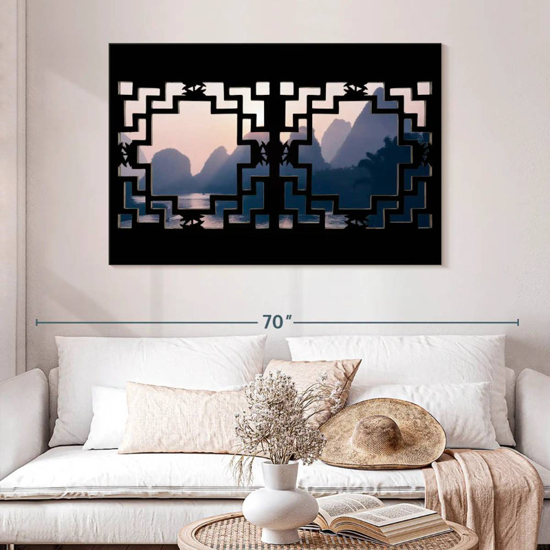 Lilie Asian Window Mountain, 32" H x 48" W