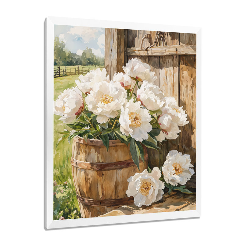 Bartlette - Floral Wall Art, H 32 po x l 16 po, Reproduction encadrée d'une seule photo, Blanc