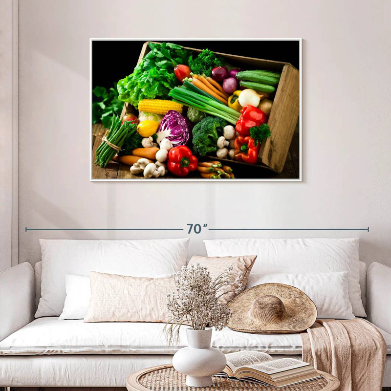 Crate Of Vegetables, Floating Frame White, 43" X 29"