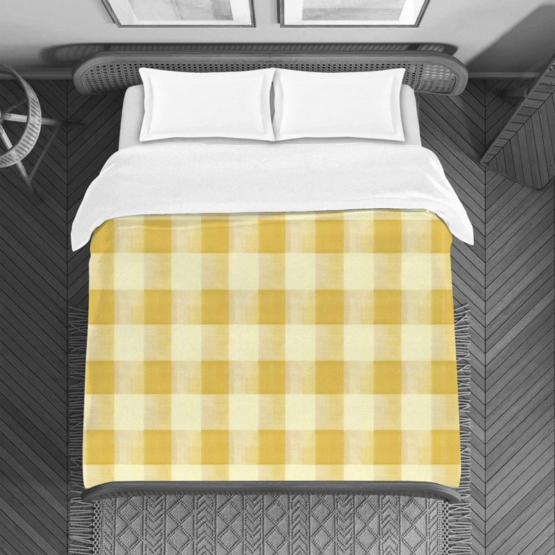 Housse de couette , Vichy jaune / beige, Housse de couette pour grand lit