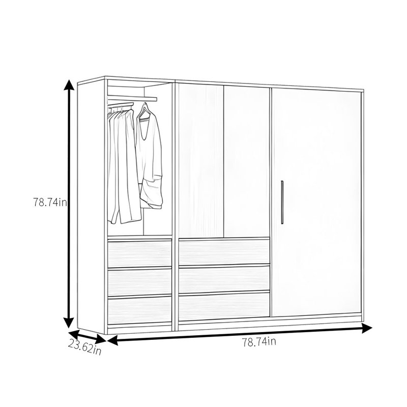 Garde-robe simple et classique, H 78,74 po x l 78,74 po x P 23,62 po