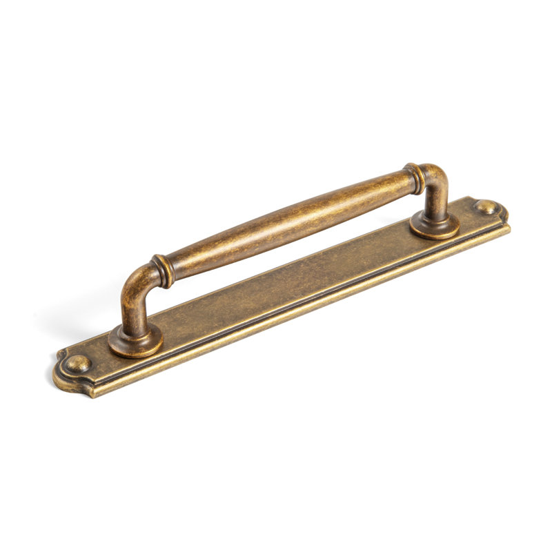 American Classic Antique Bar Pull With Backplate(Cban), 5", Antique Brass