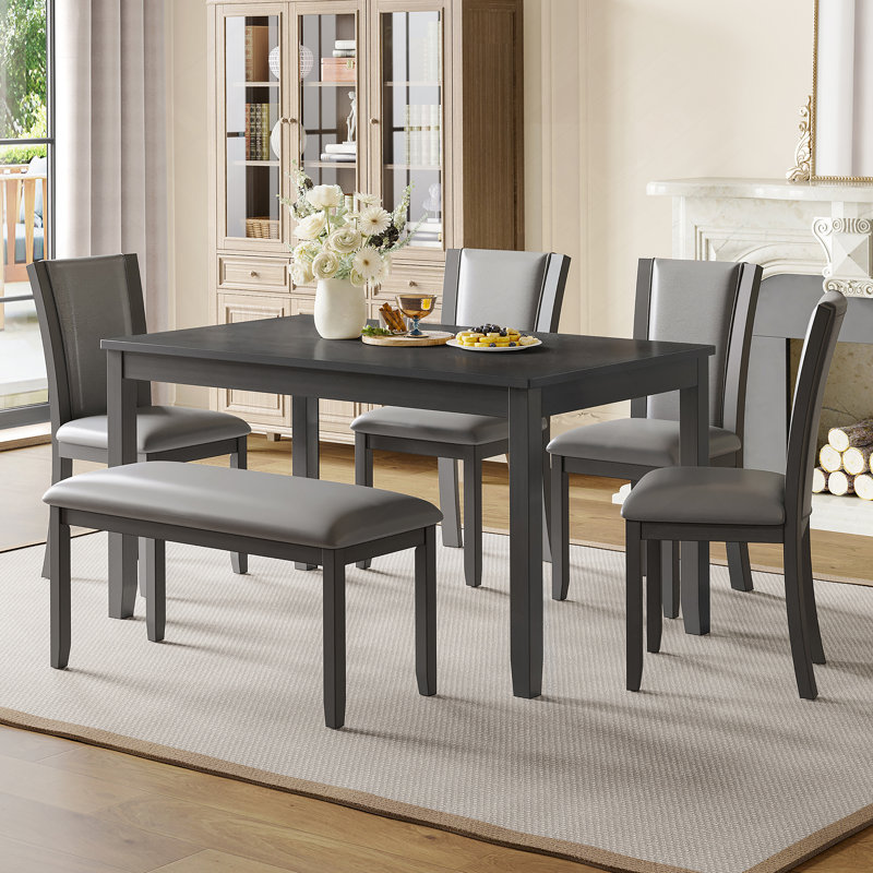 Ensemble de 4 chaises de salle à manger rembourrées avec siège rembourré, Gris, Gris