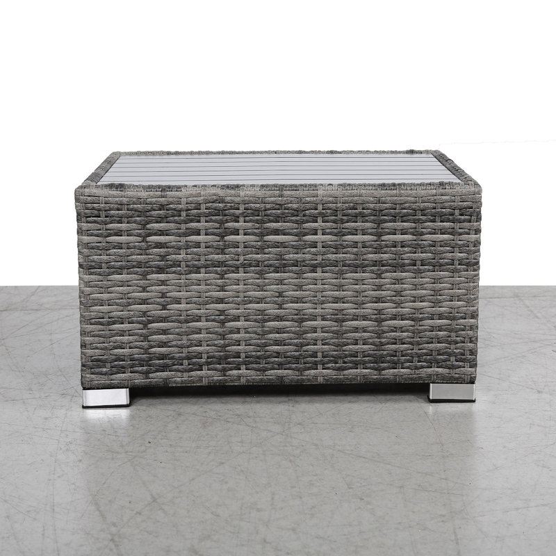 Fully Assembled Mixed Grey Base Slatted Aluminum Side Table For Outdoor Photography - Blend With Furniture Styles