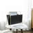 Floor Standing Magazine Rack – Black Faux Leather & Brass Metal Newspaper Holder, Modern Sling Storage Basket