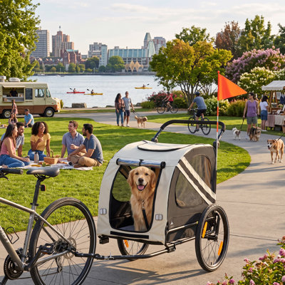 Bike Trailer Cart Suited for Small and Medium Pets, Pet Bike Trailer,  Road-Visibility Dog Stroller Bicycle Carrier