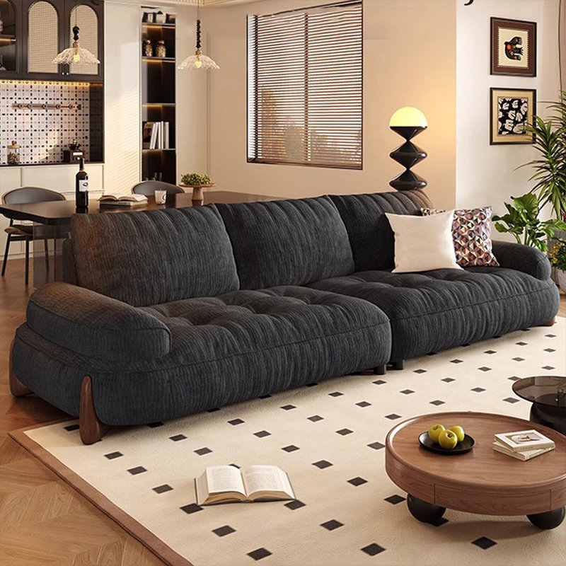 Canapé modulaire en chenille noir, H 35,43 po x l 110,24 po x P 42,13 po, 4