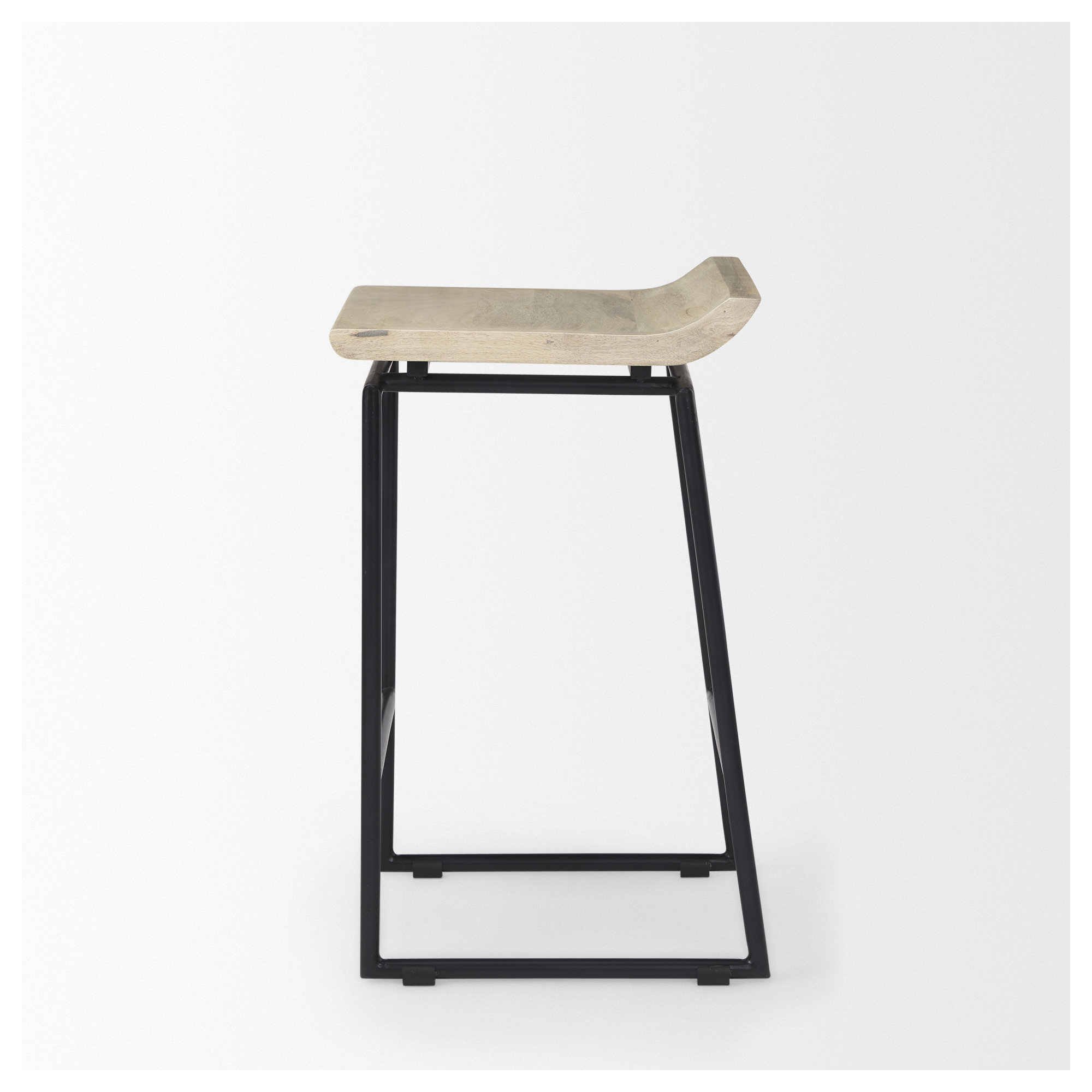 Barlow Solid Mango Wood Counter & Bar Stool, Counter Stool (24.25" Seat Height), Natural/Black