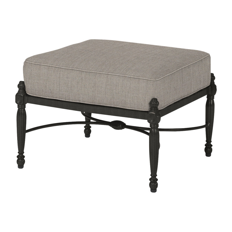 Bel Air Outdoor Ottoman, Cast Ash Sunbrella® Plainweave, Midnight Gold