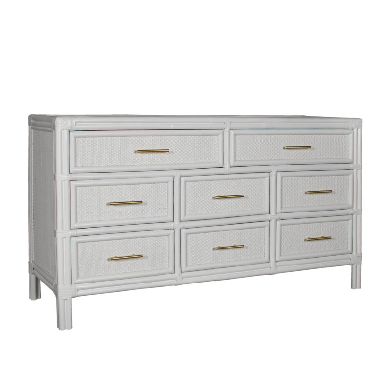 Aruba 8 - Drawer Dresser, White/Gold