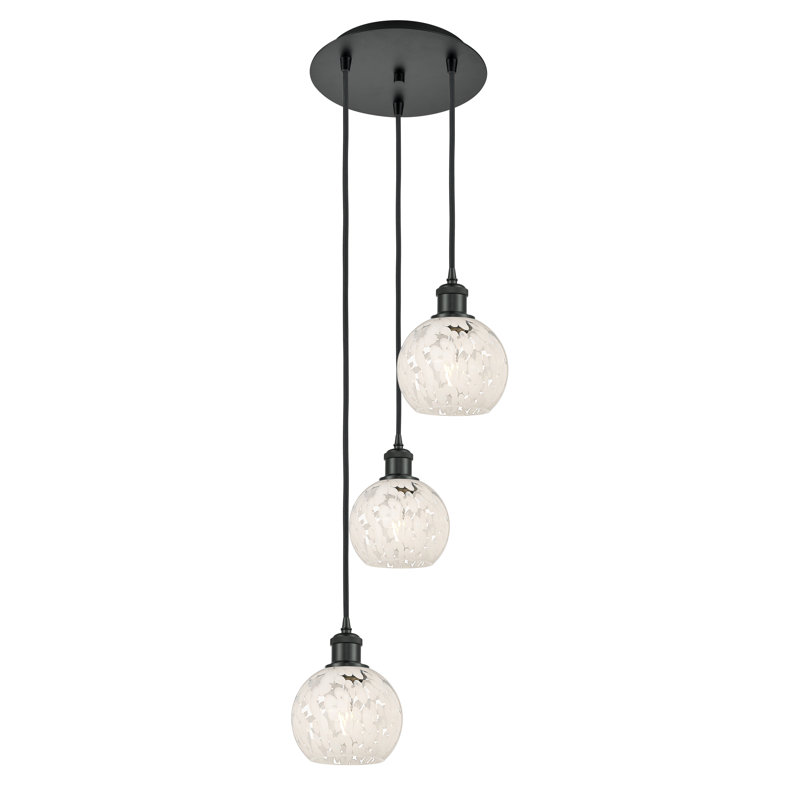 Luminaire suspendu à 3 lumières Ballston Mouchette-113B-G1216, H 11 po x l 12,5 po x P 12,5 po, Noir mat