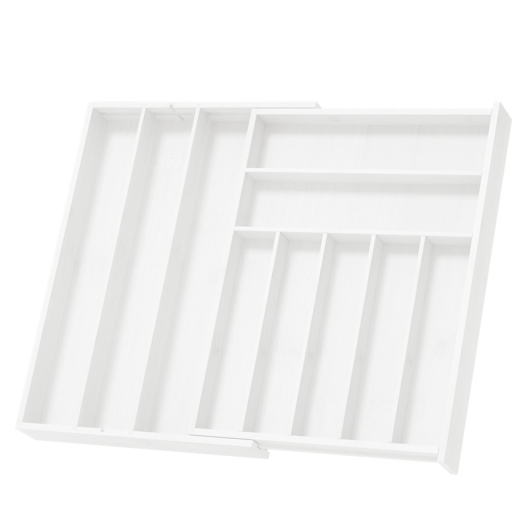 Bamboo Expandable Silverware Drawer Organizer, 10-Slot Kitchen Flatware and Cutlery Tray with Labels Tooloton 