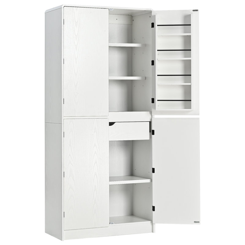 Armoire de rangement de 72 po de hauteur avec 8 portes, armoire de rangement courbée avec 3 tablettes réglables et tiroir caché