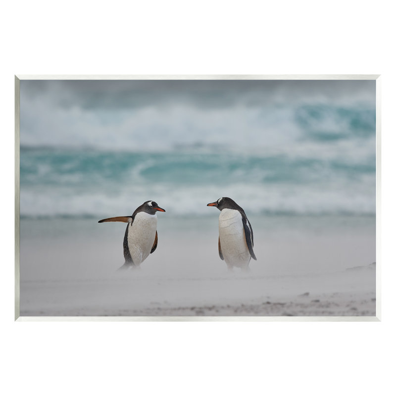 Pingouins sur la plage arctique par Carol Taylor, H 10 po x l 15 po x P 0,5 po