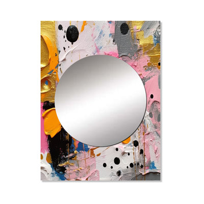 Huel Pink and Grey Geometric I - Geometric Large Mirror, Pink Unique Wall Mirror Decor, Printed Metal Art