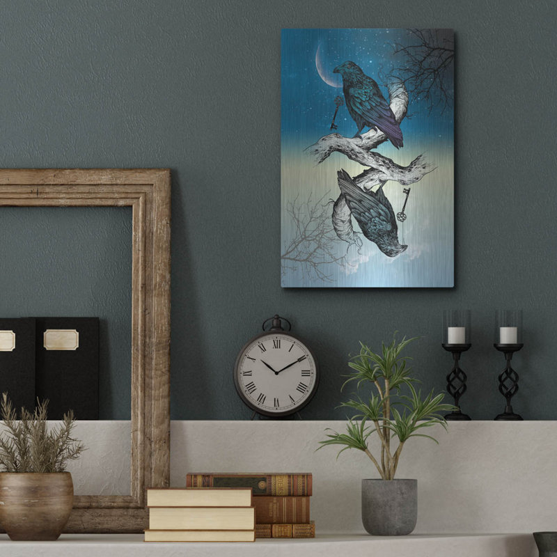 «Raven Night and Day» par Rachel Caldwell, art mural en métal, H 16 po x l 12 po