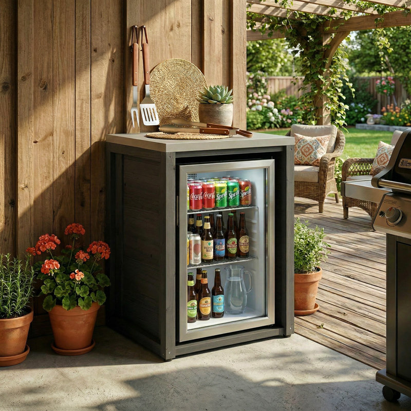 Armoire de réfrigérateur d'extérieur en cèdre, Noir